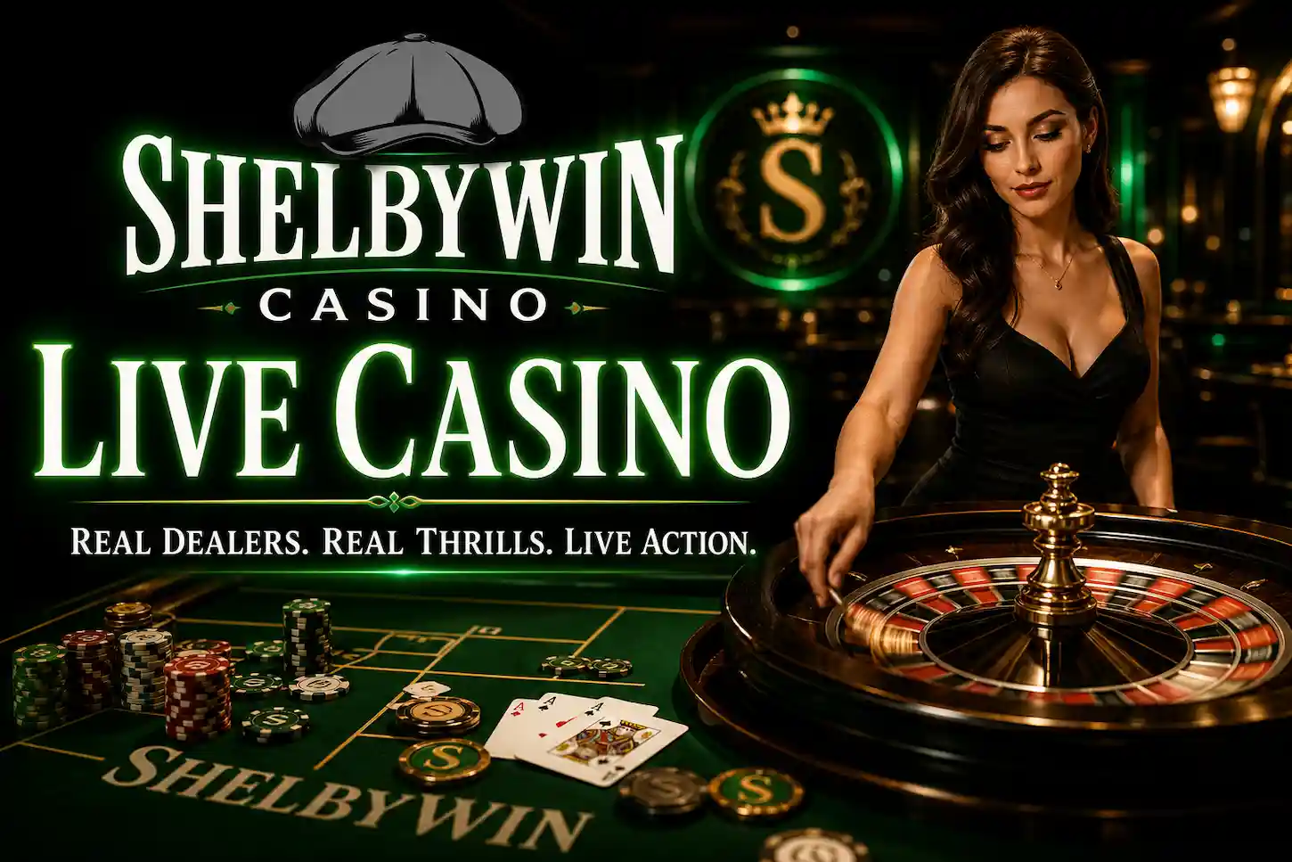ShelbyWin Live Casino features real dealers, roulette, blackjack and baccarat tables streaming live for UK players around the clock.